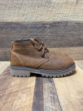 Old West Kids Brown Leather Boots Size 13.5D